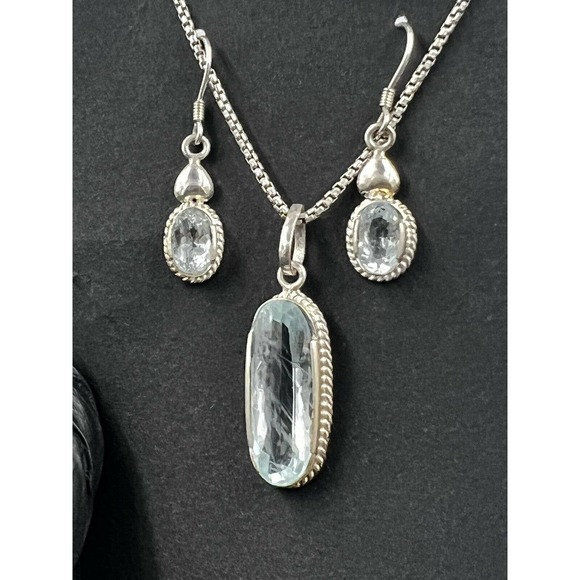 Aquamarine jewelry set Handmad 925 Starling Silver Stone Region Gilgit - Picture 12 of 12
